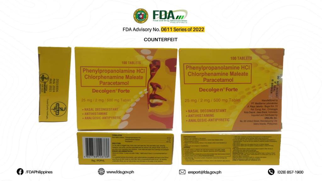 Counterfeit Drugs Alert: 13 Fake Medications to Avoid According to the FDA 12 FDA Advisory No.2022 0611 12